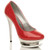 Front right side view of Red Patent High Heel Sparkly Diamante Platform Court Shoes