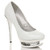 Front right side view of White Patent High Heel Sparkly Diamante Platform Court Shoes