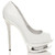 Right side view of White Patent High Heel Diamante Platform Peep Toe Court Shoes