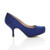 Right side view of Blue Suede Mid Heel Concealed Platform Court Shoes Right side view of Blue Suede Mid Heel Concealed Platform Court Shoes