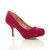 Front right side view of Fuchsia Pink Suede Mid Heel Concealed Platform Court Shoes Front right side view of Fuchsia Pink Suede Mid Heel Concealed Platform Court Shoes