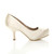Right side view of Ivory Satin Mid Heel Concealed Platform Court Shoes Right side view of Ivory Satin Mid Heel Concealed Platform Court Shoes