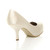 Back right side view of Ivory Satin Mid Heel Concealed Platform Court Shoes Back right side view of Ivory Satin Mid Heel Concealed Platform Court Shoes