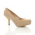 Front right side view of Nude Suede Mid Heel Concealed Platform Court Shoes Front right side view of Nude Suede Mid Heel Concealed Platform Court Shoes