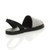 Back right side view of Black PU Flat Diamante Slingback Menorcan Sandals