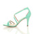 Left side view of Mint Suede Mid Heel Strappy Crossover Sandals
