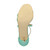 Bottom view of the sole of Mint Suede Mid Heel Strappy Crossover Sandals