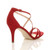 Back right side view of Red Suede Mid Heel Strappy Crossover Sandals