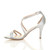 Left side view of Silver Satin Mid Heel Strappy Crossover Sandals