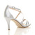 Back right side view of Silver Satin Mid Heel Strappy Crossover Sandals