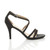 Right side view of Black Mesh Glitter Mid Heel Strappy Crossover Sandals