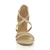Front view of Gold Mesh Glitter Mid Heel Strappy Crossover Sandals