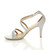Left side view of Silver Mesh Glitter Mid Heel Strappy Crossover Sandals