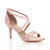 Front right side view of Pale Pink Suede Mid Heel Strappy Crossover Sandals