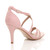 Back right side view of Pale Pink Suede Mid Heel Strappy Crossover Sandals