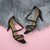 Black Suede Mid Heel Strappy Crossover Sandals
