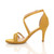 Left side view of Mustard Suede Mid Heel Strappy Crossover Sandals