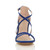 Front view of Cobalt Blue Suede Mid Heel Strappy Crossover Sandals