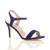 Front right side view of Cobalt Blue Suede High Heel Strappy Buckle Sandals