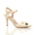 Front right side view of Ivory Satin High Heel Strappy Buckle Sandals