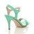 Back right side view of Mint Suede High Heel Strappy Buckle Sandals