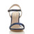 Front view of Navy Satin High Heel Strappy Buckle Sandals