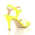 Back right side view of Neon Yellow Patent High Heel Strappy Buckle Sandals