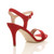 Back right side view of Red Suede High Heel Strappy Buckle Sandals