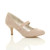 Front right side view of Nude Suede Mid Heel Mary Jane Court Shoes Front right side view of Nude Suede Mid Heel Mary Jane Court Shoes