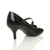 Back right side view of Black Patent Mid Heel Mary Jane Court Shoes Back right side view of Black Patent Mid Heel Mary Jane Court Shoes