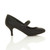 Right side view of Black Glitter Mid Heel Mary Jane Court Shoes Right side view of Black Glitter Mid Heel Mary Jane Court Shoes