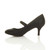 Left side view of Black Glitter Mid Heel Mary Jane Court Shoes Left side view of Black Glitter Mid Heel Mary Jane Court Shoes