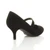 Back right side view of Black Suede Mid Heel Mary Jane Court Shoes Back right side view of Black Suede Mid Heel Mary Jane Court Shoes