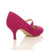 Back right side view of Fuchsia Pink Suede Mid Heel Mary Jane Court Shoes Back right side view of Fuchsia Pink Suede Mid Heel Mary Jane Court Shoes