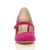Front view of Fuchsia Pink Suede Mid Heel Mary Jane Court Shoes Front view of Fuchsia Pink Suede Mid Heel Mary Jane Court Shoes