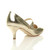 Back right side view of Gold PU Mid Heel Mary Jane Court Shoes Back right side view of Gold PU Mid Heel Mary Jane Court Shoes