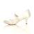 Left side view of Ivory Satin Mid Heel Mary Jane Court Shoes Left side view of Ivory Satin Mid Heel Mary Jane Court Shoes