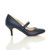 Right side view of Navy PU Mid Heel Mary Jane Court Shoes Right side view of Navy PU Mid Heel Mary Jane Court Shoes