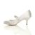 Left side view of Silver Satin Mid Heel Mary Jane Court Shoes Left side view of Silver Satin Mid Heel Mary Jane Court Shoes
