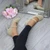 Model wearing Nude Suede Mid Heel Mary Jane Court Shoes Model wearing Nude Suede Mid Heel Mary Jane Court Shoes