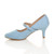 Left side view of Pale Blue Suede Mid Heel Mary Jane Court Shoes Left side view of Pale Blue Suede Mid Heel Mary Jane Court Shoes