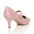 Back right side view of Pale Pink Suede Mid Heel Mary Jane Court Shoes Back right side view of Pale Pink Suede Mid Heel Mary Jane Court Shoes