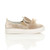 Right side view of Beige Diamante Bunny Ears Plimsolls Trainers