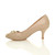 Left side view of Nude PU Mid Heel Ruched Court Shoes