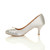 Left side view of Silver Satin Mid Heel Ruched Court Shoes