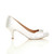Right side view of White Satin Mid Heel Ruched Court Shoes