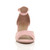 Front view of Pale Pink Suede Low Mid Wedge Heel Ankle Strap Sandals