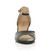 Front view of Black PU Low Mid Wedge Heel Ankle Strap Sandals