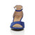 Front view of Cobalt Blue Suede Low Mid Wedge Heel Ankle Strap Sandals