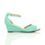 Right side view of Mint Suede Low Mid Wedge Heel Ankle Strap Sandals
